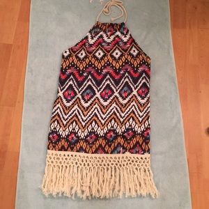 Aztec print silky halter dress.  New condition.